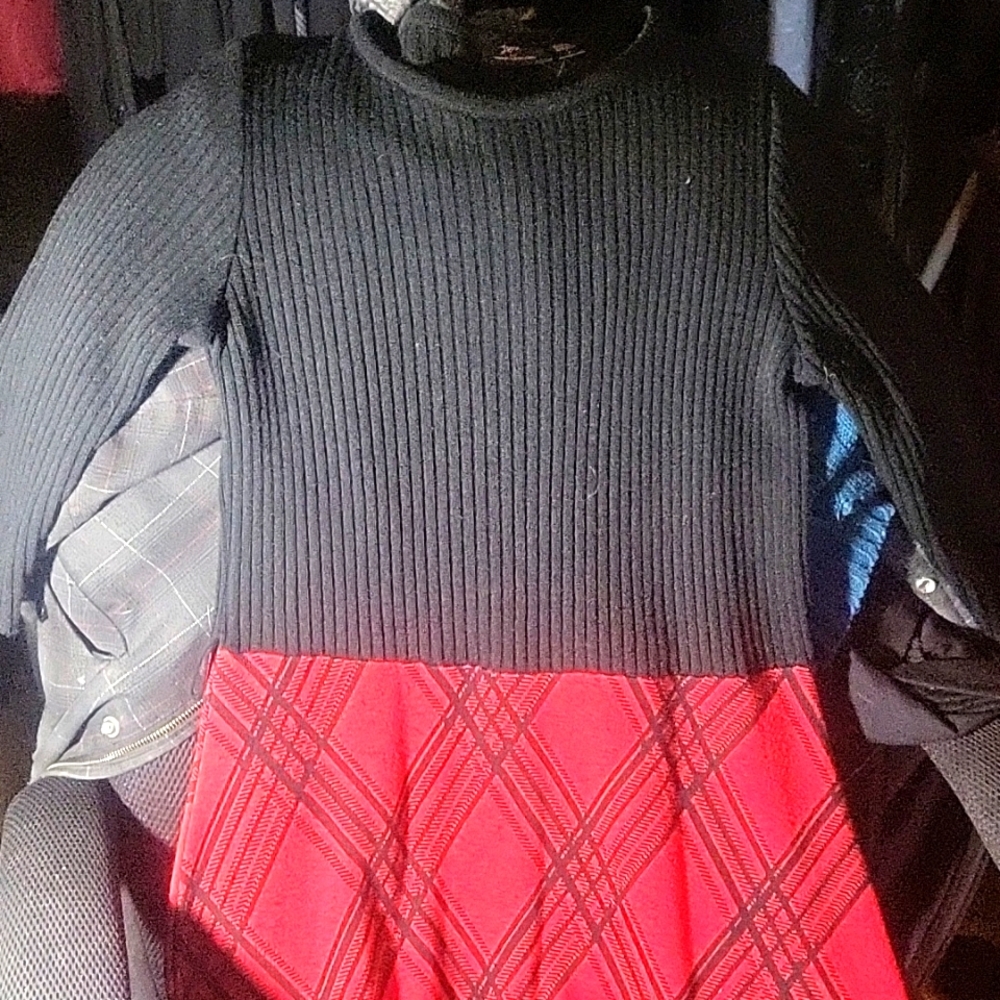 Split Black & Plaid Dress